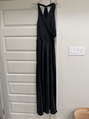 Nicole Miller Collection Black Silk Dress with Cross-Back Cowl Detail Size 6